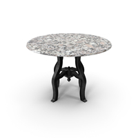 French Industrial White Marble Top Round Dining Table PNG & PSD Images