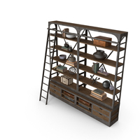 Industrial Iron Bookshelf PNG & PSD Images