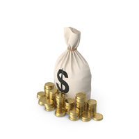Money Bag And Gold Coins PNG & PSD Images