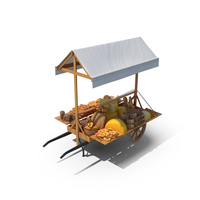 Market Stall Cart with Goods PNG & PSD Images