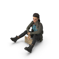 Seated Homeless Woman Holding Sign PNG & PSD Images
