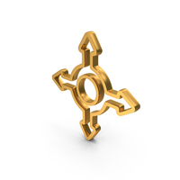 Out Line Four Way Direction Arrow Icon Gold PNG & PSD Images