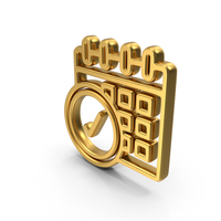 Calendar With Checkmark Gold Symbol PNG & PSD Images