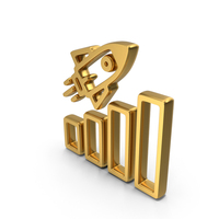 Rocket Graph Gold Symbol PNG & PSD Images