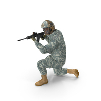 Army Soldier in Grey Camo with Rifle Aiming Fur PNG & PSD Images