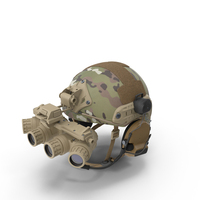 Helmet with Night Vision Goggles Green Camo Fur PNG & PSD Images