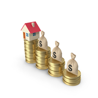 Toy House On A Stack Of Coins PNG & PSD Images