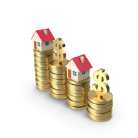 Toy House On A Stack Of Coins PNG & PSD Images
