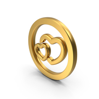 Two Hearts Gold Symbol PNG & PSD Images