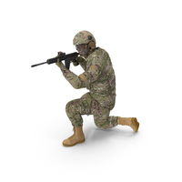 Army Soldier in Green Camo with Rifle Aiming PNG & PSD Images