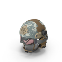 Tactical Gear Helmet Grey Camo with Goggles Fur PNG & PSD Images