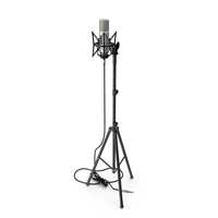 Studio Condenser Microphone on Stand with Cable PNG & PSD Images
