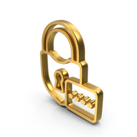 Password Lock Gold Symbol PNG & PSD Images