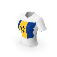 Barbados Country Flag Paint On T Shirt Women PNG & PSD Images