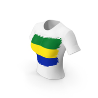 Gabon Country Flag Paint On T Shirt Women PNG & PSD Images