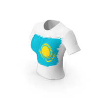 Kazakhstan Country Flag Paint On T Shirt Women PNG & PSD Images