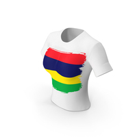 Mauritius Country Flag Paint On T Shirt Women PNG & PSD Images
