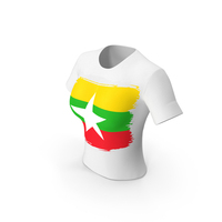 Myanmar Country Flag Paint On T Shirt Women PNG & PSD Images
