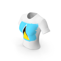 Saint Lucia Country Flag Paint On T Shirt Women PNG & PSD Images