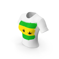 Sao Tome and Principe Country Flag Paint On T Shirt Women PNG & PSD Images