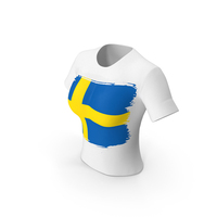 Sweden Country Flag Paint On T Shirt Women PNG & PSD Images
