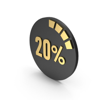 Icon Twenty Percent Graph Black Gold PNG & PSD Images