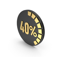 Icon Forty Percent Graph Black Gold PNG & PSD Images