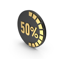 Icon Fifty Percent Graph Black Gold PNG & PSD Images