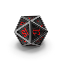 D20 Die Black Red PNG & PSD Images