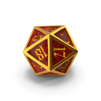 D20 Die Red Gold PNG & PSD Images