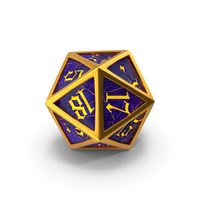 D20 Die Purple Gold PNG & PSD Images