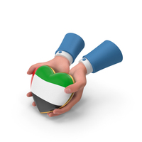 United Arab Emirates Country Heart Flag Hold in Hands PNG & PSD Images