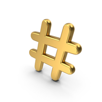 Hashtag Gold Symbol PNG & PSD Images