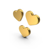 Three Hearts Gold Symbol PNG & PSD Images