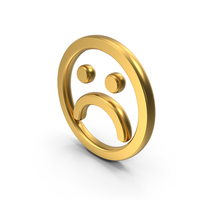 Unhappy Face Gold Symbol PNG & PSD Images