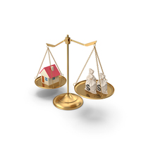 Balancing Scales With Toy House And Money Bags PNG & PSD Images