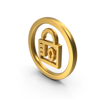 Round Open Lock Gold Symbol PNG & PSD Images