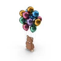 Teddy Bear With Metallic Balloons PNG & PSD Images