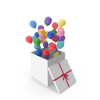 Open Gift Box With Colorful Balloons PNG & PSD Images