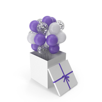 Open Gift Box With Balloons PNG & PSD Images