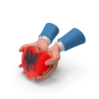 Albania Country Heart Flag Hold in Hands PNG & PSD Images