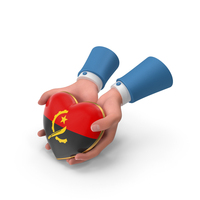 Angola Country Heart Flag Hold in Hands PNG & PSD Images