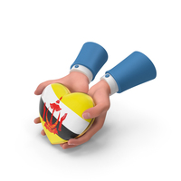 Brunei Country Heart Flag Hold in Hands PNG & PSD Images
