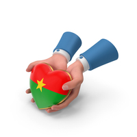 Burkina Country Heart Flag Hold In Hands PNG & PSD Images