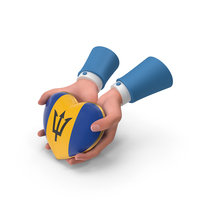 Barbados Country Heart Flag Hold In Hands PNG & PSD Images