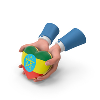 Ethiopia Country Heart Flag Hold in Hands PNG & PSD Images