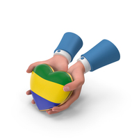 Gabon Country Heart Flag Hold in Hands PNG & PSD Images