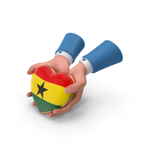 Ghana Country Heart Flag Hold in Hands PNG & PSD Images
