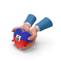 Haiti Country Heart Flag Hold in Hands PNG & PSD Images