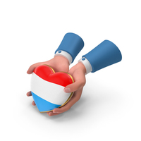 Luxembourg Country Heart Flag Hold in Hands PNG & PSD Images